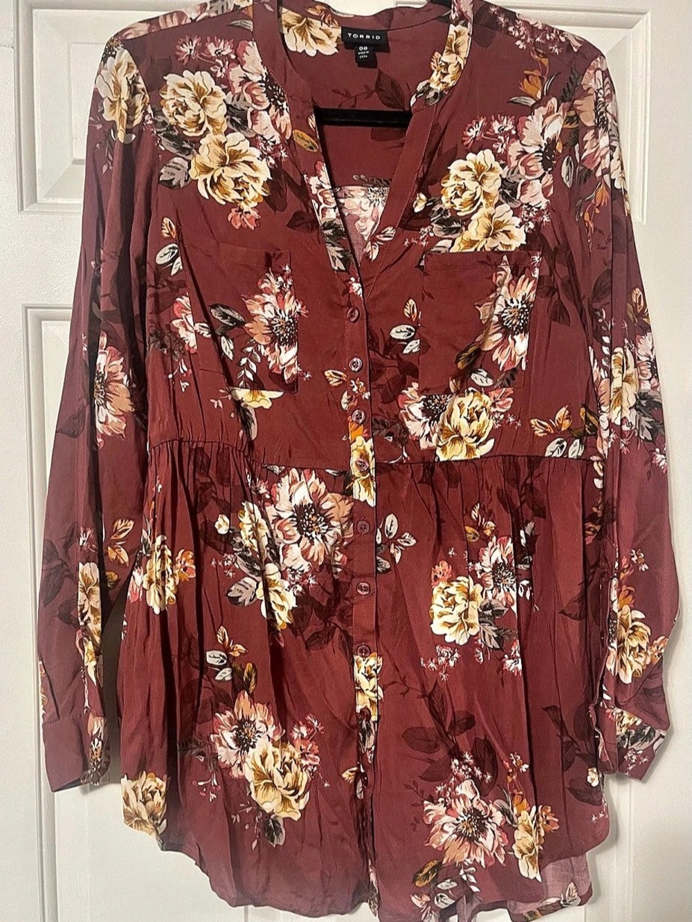 Torrid Floral Button-Front Blouse